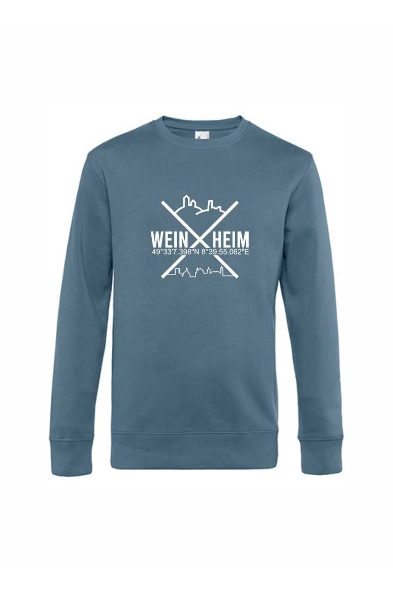 Sweatshirt Weinheim Koordinaten Kreuz (Druckfarbe weiß)